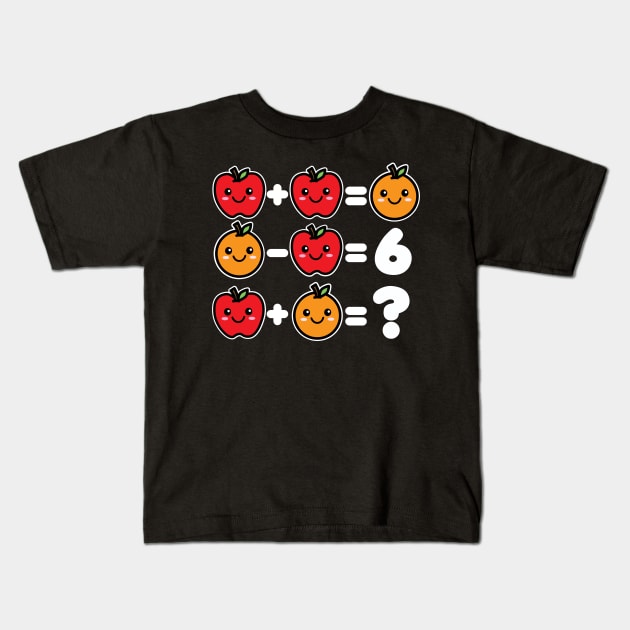 Math Games Kawaii Apples and Oranges Kids T-Shirt by DetourShirts